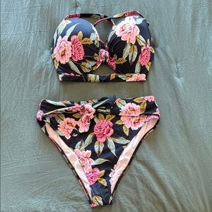Floral Bikini Set with Pink Flowers